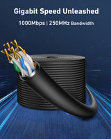 BENFEI 000704BK-305MS Pure Copper Cat 6 Cable 305M-Waterproof Black PE+PVC (Shielded) Double-Layer Jacket