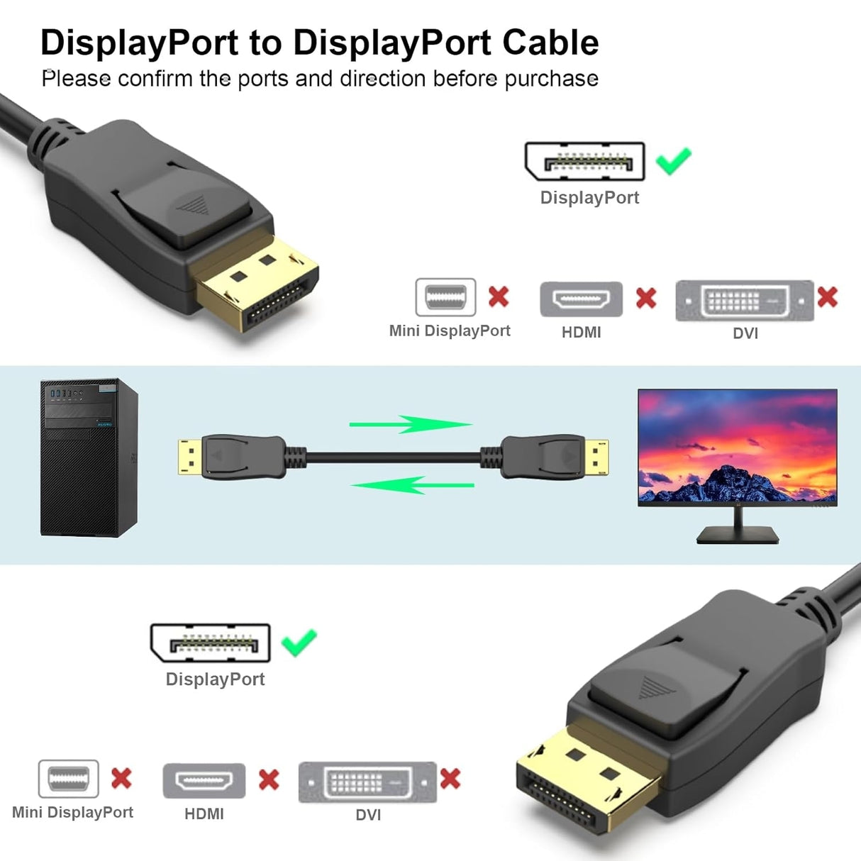 BENFEI 000279BK DP to DP Male to Male Cable 0.9M