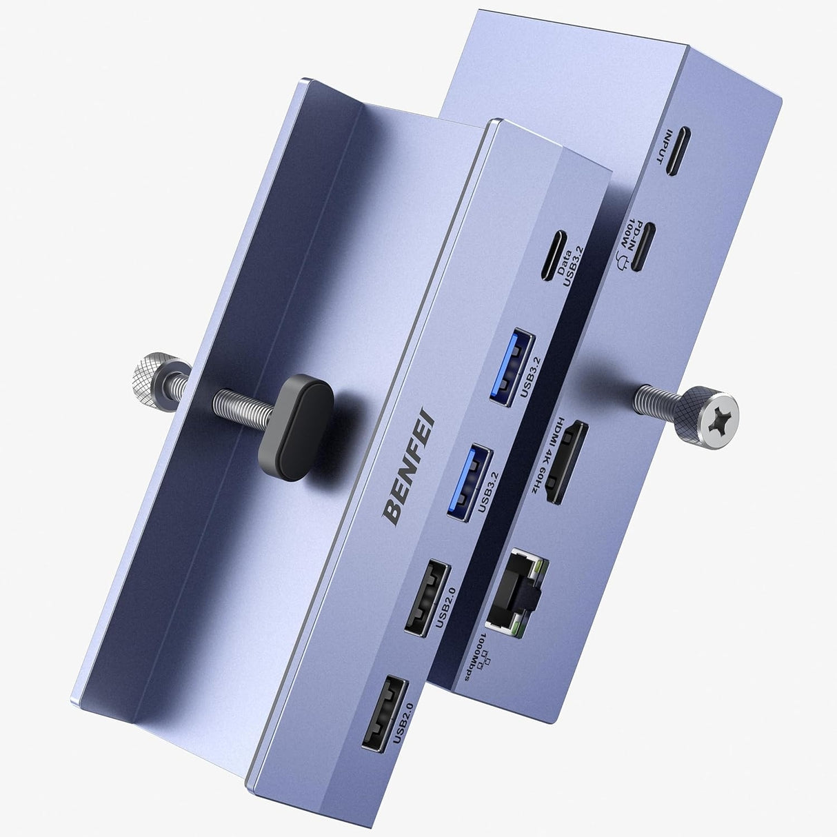BENFEI 396GY USB-C 8-in-1 Docking HDMI 4K/60Hxz+USB-C(10G)+2xUSB-A(10G)+2xUSB2.0+RJ45+PD100W