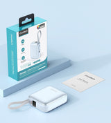 CHOETECH B832-BL Mini 35W 10,000mAh Power Bank with LED Display + USB-C Cable Light Blue