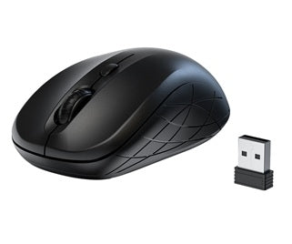 Black adjustable dpi wireless mouse, lightweight.