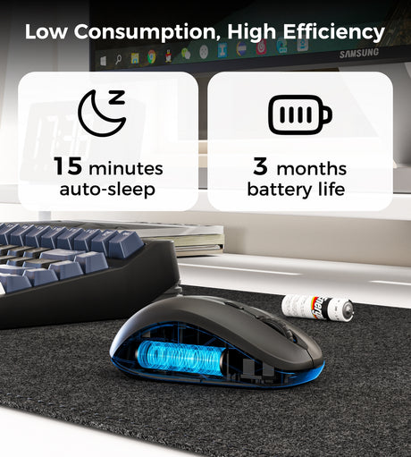 Black adjustable dpi wireless mouse, lightweight.