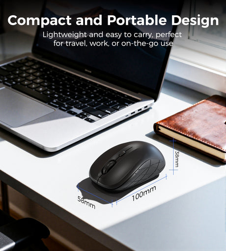 Black adjustable dpi wireless mouse, lightweight.