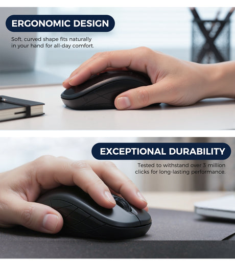 Black adjustable dpi wireless mouse, lightweight.