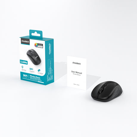 Black adjustable dpi wireless mouse, lightweight.
