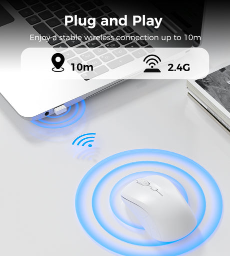 Choetech white mode wireless mouse, lightweight.