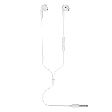 White in ear headphones, 3.5mm, lightweight.