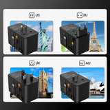 CHOETECH PD5020 35W EU/US/AUS/UK Travel Adapter with Built-in USB-C Cable - Black