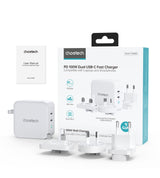 CHOETECH PD6008  GAN Dual Type-C 100w Travel Charger (US/EU/UK/AU)
