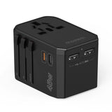 CHOETECH PD6045 GaN Tech 2C+2A 45W Travel Adapter with US EU UK AU Plugs Black