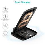 CHOETECH T555-F 15W Fast Wireless Dual Coils Charger Stand Qi for iPhone/Samsung Black