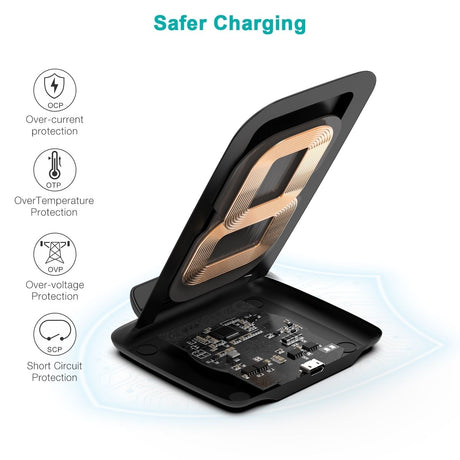 CHOETECH black coils charger stand, 15W.