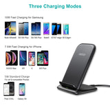 CHOETECH T555-F 15W Fast Wireless Dual Coils Charger Stand Qi for iPhone/Samsung Black