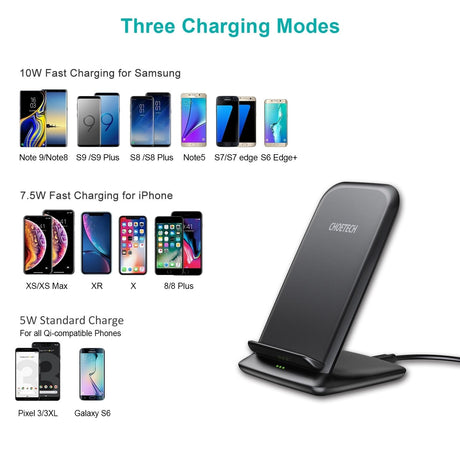CHOETECH black coils charger stand, 15W.
