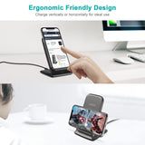 CHOETECH T555-F 15W Fast Wireless Dual Coils Charger Stand Qi for iPhone/Samsung Black