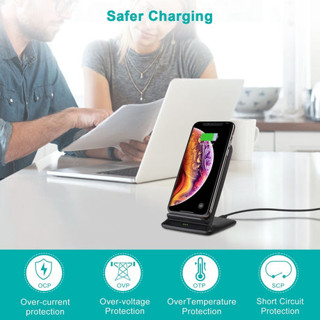 CHOETECH black coils charger stand, 15W.