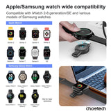 CHOETECH T606-F USB-A +USB-C Magnetic Charger for Samsung & Apple Watch