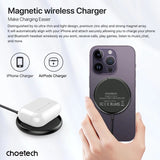 CHOETECH T697-F 15W/7.5W/5W magnetic charger for iPhone, Air Pods and more 1.5M Black