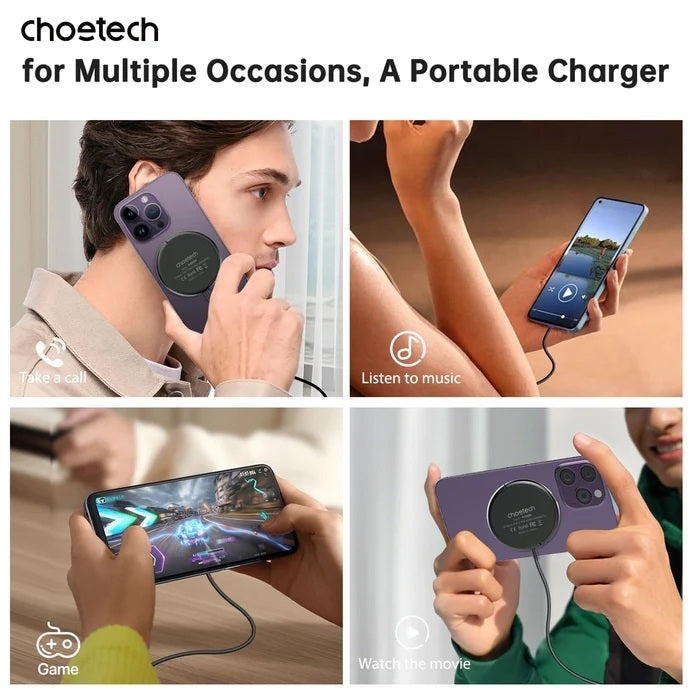CHOETECH T697-F 15W/7.5W/5W magnetic charger for iPhone, Air Pods and more 1.5M Black