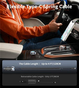 CHOETECH TC0030 65W 3-Port Fast Car Charger with 3.3ft Type-C Stretchable Cable