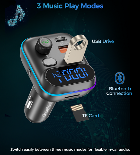 Choetech Bluetooth car transmitter charger, 36W.