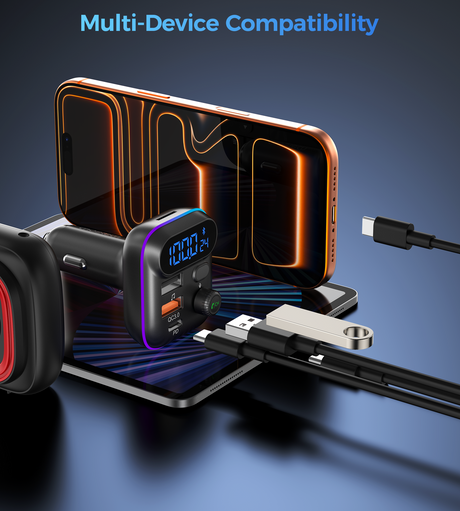 Choetech Bluetooth car transmitter charger, 36W.