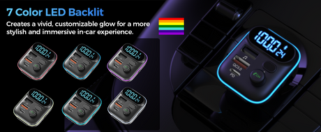 Choetech Bluetooth car transmitter charger, 36W.