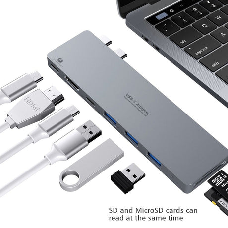 INTACT 9820T 8-in-1 dual USB-C adapter for MacBook