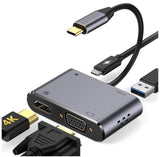 INTACT 9837T 4-in-1 USB-C Adapter HDMI +VGA + USB3.0 + USB-C (PD)