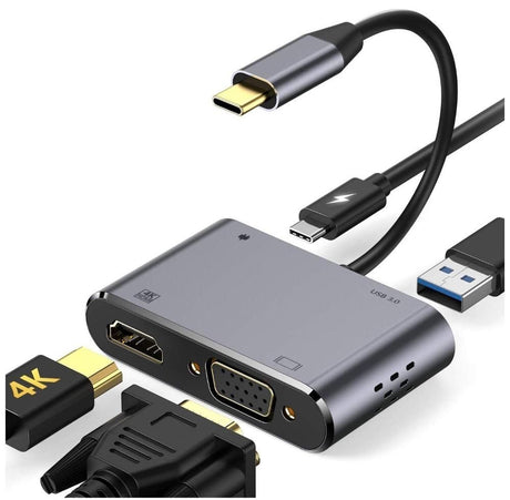 Intact 9837T 4-in-1 USB-C Adapter Hdmi +VGA + USB3.0 + USB-C.