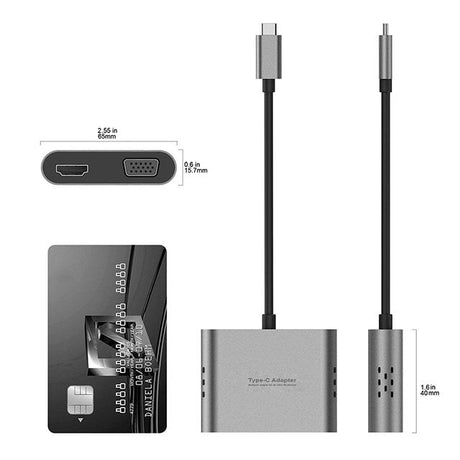 Intact 9837T 4-in-1 USB-C Adapter Hdmi +VGA + USB3.0 + USB-C.