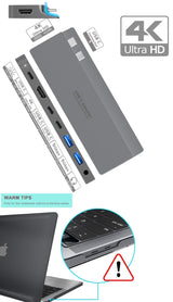 Intact 9839T Dual USB-C 8-in-1 with Dual HDMI+USB3.0*3+USB-C Female + PD Power Adapter.
