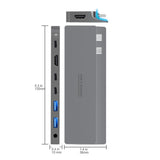Intact 9839T Dual USB-C 8-in-1 with Dual HDMI+USB3.0*3+USB-C Female + PD Power Adapter.