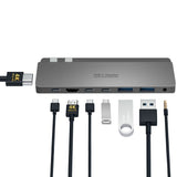 Intact 9839T Dual USB-C 8-in-1 with Dual HDMI+USB3.0*3+USB-C Female + PD Power Adapter.