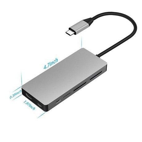 Intact 9845T 11-in-1 USB-C Adapter HDMI/USB3.0*2/USB2.0*3/TypeC/SD*2/TF/ USB-C PD.