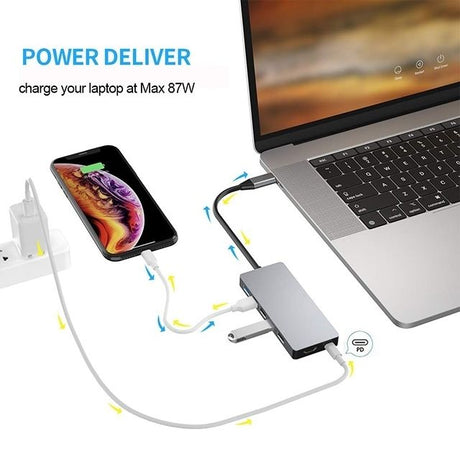 Intact 9845T 11-in-1 USB-C Adapter HDMI/USB3.0*2/USB2.0*3/TypeC/SD*2/TF/ USB-C PD.