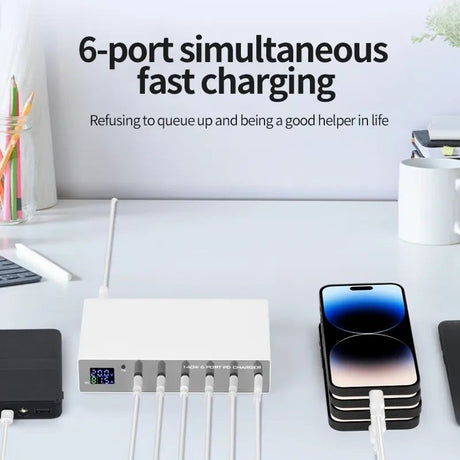 INTACT WLX-X6P 6-port USB-C PD charger, 140W.