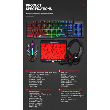 T-Wolf headphone mouse pad, waterproof, model TF800.