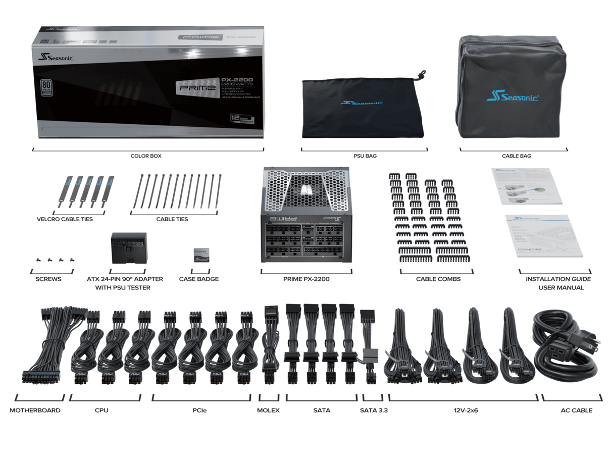 Seasonic 2200W Prime PX-2200 Fully-Modular 80 PLUS PLATINUM ATX3.1/PCIe 5.1 PSU