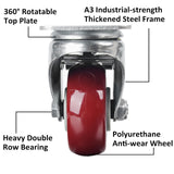 4x 4 inch Heavy Duty 2x Fixed + 2x Swivel Casters Load 520kg Lockable Castor Caster Wheels Swivel Casters with Brakes