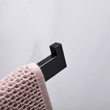 Square Hand Towel Holder Ring Wall Mounted Modern Towel Bar Bathroom Kitchen Black