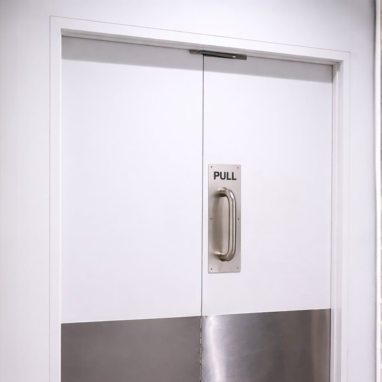 304 Stainless Steel  Commercial Door Pull Push Handle Plate Set for Bathrooms, Stairwell Fire Doors etc