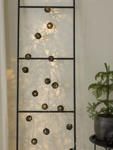 1 Set of Black 5cm Rattan Cane 50 Ball Battery Powered LONG 5m String Lights Christmas Gift Home Wedding Party Bedroom Decoration Table Centrepiece