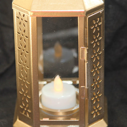 10 Pack of Gold Metal Miners Lantern Summer Xmas Wedding Home Party Room Balconey Deck Decoration 21cm Tealight Candle