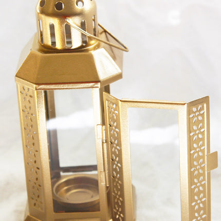 10 Pack of Gold Metal Miners Lantern Summer Xmas Wedding Home Party Room Balconey Deck Decoration 21cm Tealight Candle