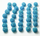 1 Set of Turquoise Blue 5cm Rattan Cane 50 Ball Battery Powered LONG 5m String Lights Christmas Gift Home Wedding Party Bedroom Decoration Table Centrepiece