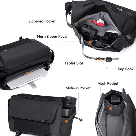 Camera sling bag, 8L, waterproof, lightweight.