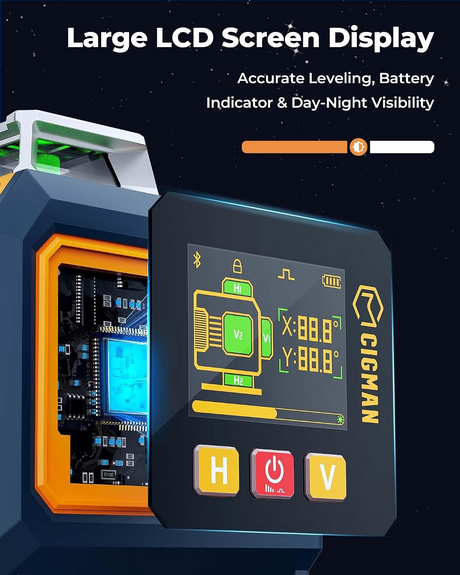 Green measuring tools, operated by remote control.