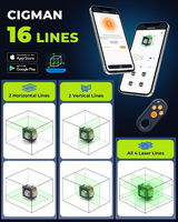 CIGMAN 16 Lines Green Laser Level 4×360° Self Leveling, Side LCD, CMS04