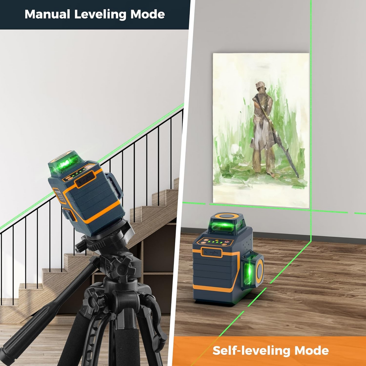 CIGMAN Green Laser Level 3 x 360°, Self-Leveling Construction Laser CM701SE